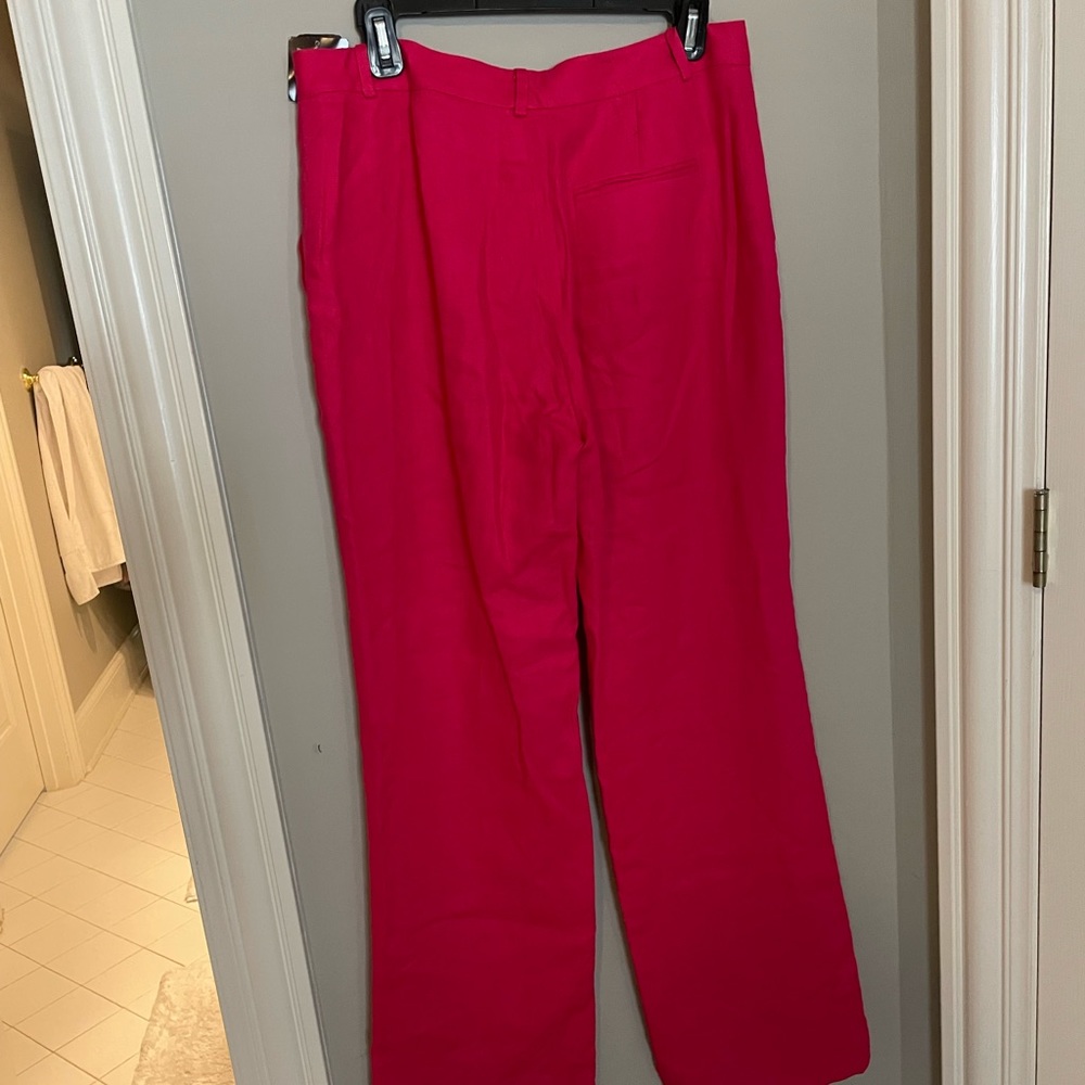 Chaps Linen Hot Pink Wide Leg Pants,Size-8 NWT